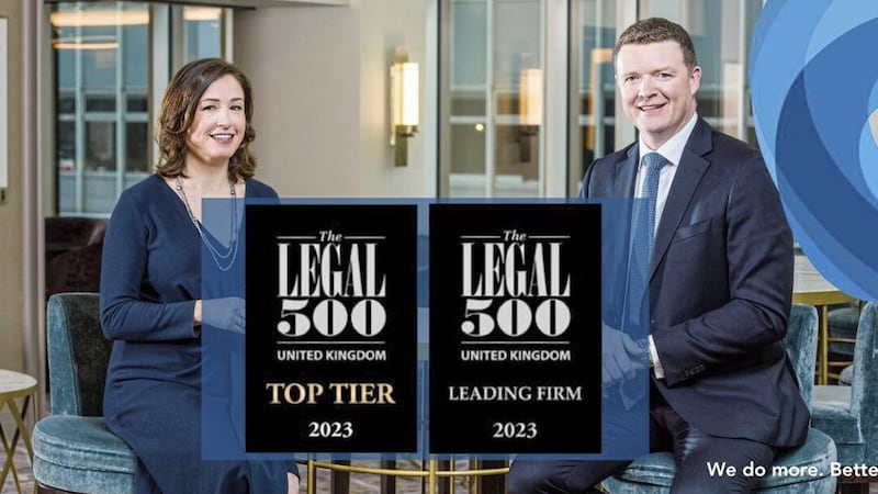 Celebrating the Legal 500 success are Carson McDowell&#39;s managing partner Roger McMillan and senior partner Neasa Quigley 