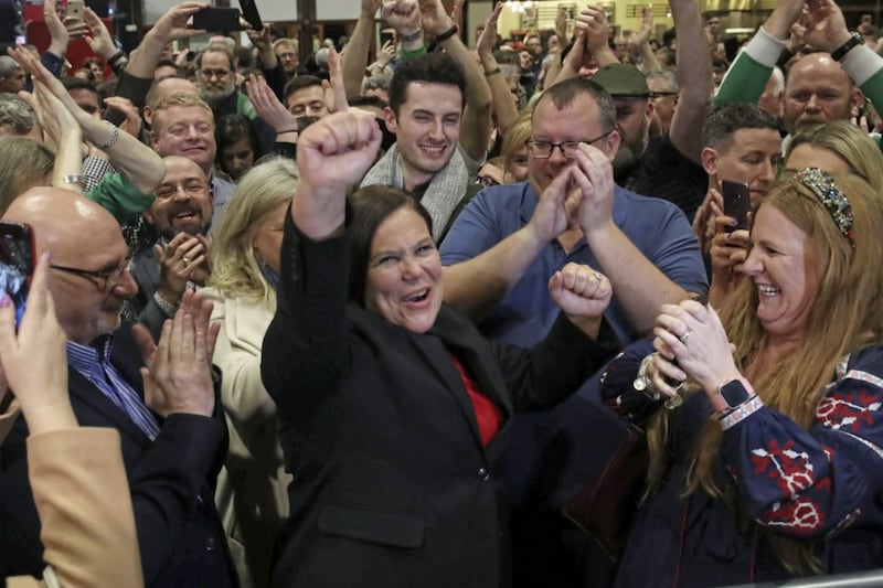 Sinn F&eacute;in leader Mary Lou McDonald celebrates electoral success. Picture by Niall Carson/PA Wire 
