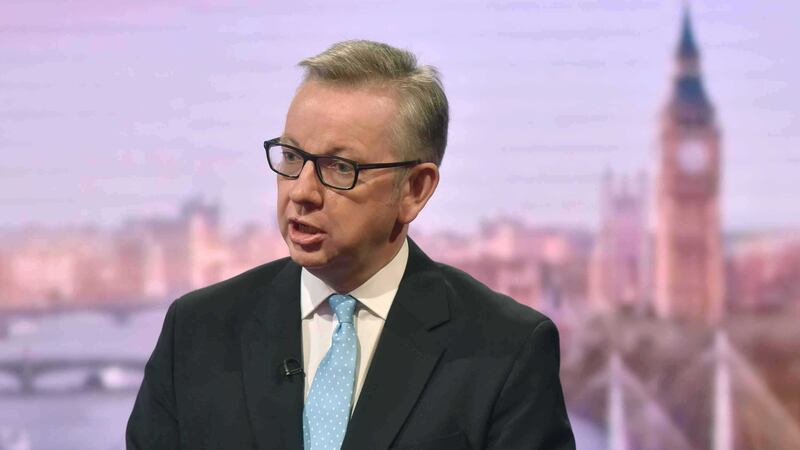 Conservative party leadership contender Michael Gove on the BBC One current affairs programme, The Andrew Marr Show. Picture by Jeff Overs, BBC/Press Association&nbsp;