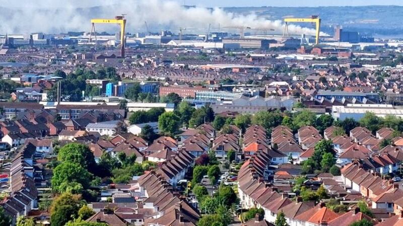 Smoke billowing from a gorse fire in the Giant's Park area of north Belfast on Saturday. Picture: Gary McKeown/Twitter