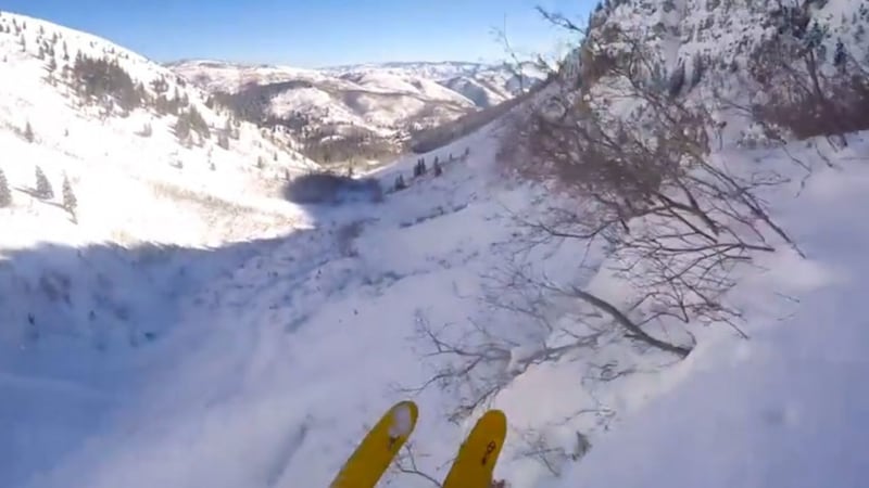 Watch this guy accidentally ski off a 150ft cliff and live to tell the tale