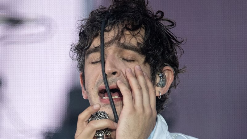 The 1975 frontman Matt Healy paid tribute to Lewis Capaldi during the band’s headline set at Reading Festival on Saturday (Lesley Martin/PA)