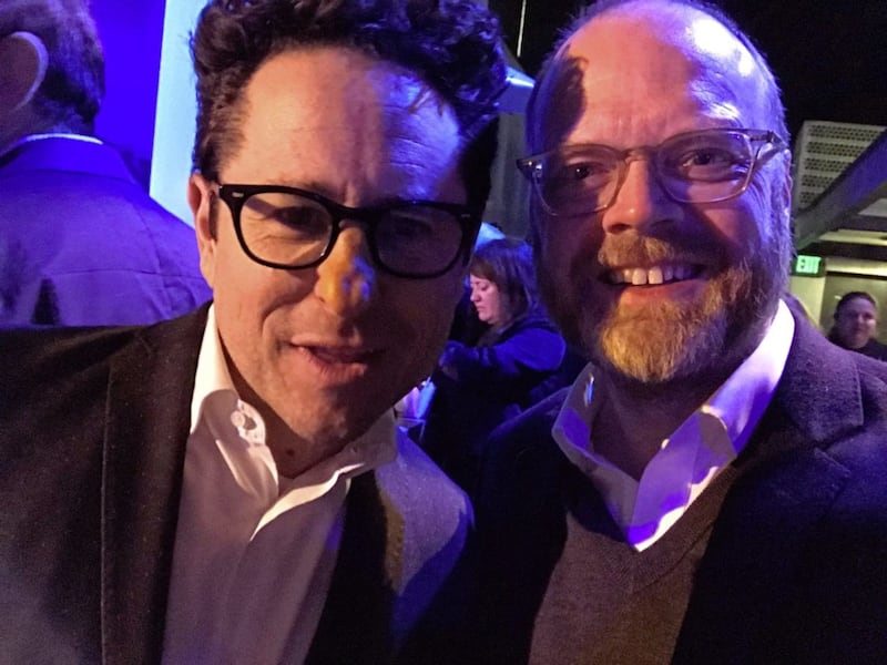 Star Wars director JJ Abrams with journalist Trevor Birney 