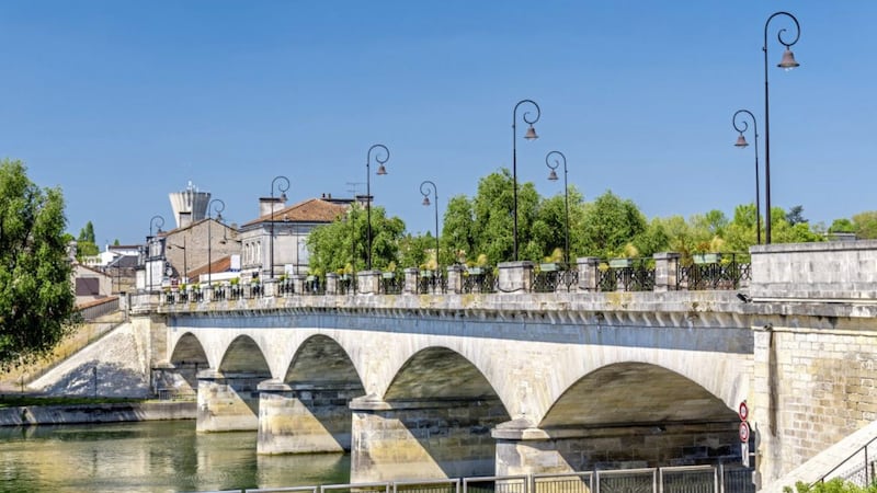Bridge over the River Charente in Cognac, home to the drink of the same name, an easy hour and a half drive from Bordeaux 