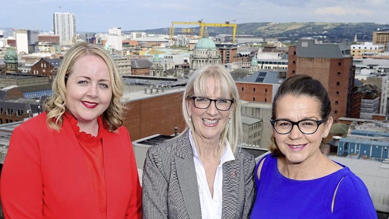 NI Fire and Rescue Service chair and award-winning NED Carmel McKinney (centre) with Jackie Henry (right) from Deloitte and Kirsty McManus from IoD NI 