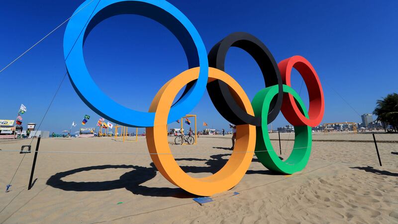 The Olympic Rings on Copacabana Beach ahead of the Rio Olympic Games, Brazil. Picture by Mike Egerton, Press Association&nbsp;