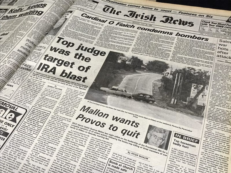 The report of the triple killing in The Irish News in July 1988 