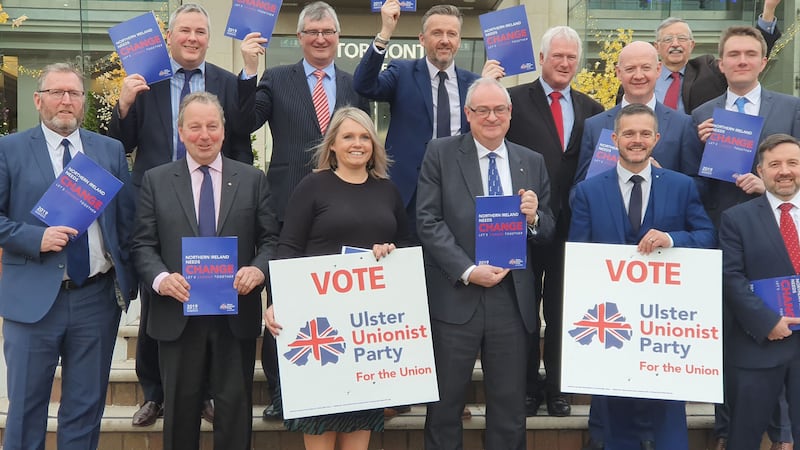 The Ulster Unionist Party launching its manifesto for the General Election at the Stormont Hotel in Belfast on Wednesday morning. Picture by Rebecca Black/PA Wire&nbsp;