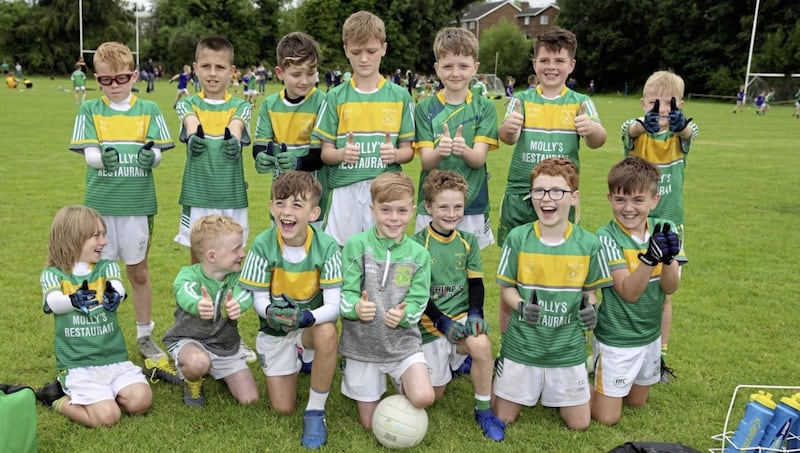 <span style=" font-family: Arial, sans-serif;">Sunday Sept 8 2019: St Brigid's GAC Under 10.5 Football Tournament at Belfast Harlequins RFC. Members of the Irvinestown under-10 team. Picture by Cliff Donaldson.<br /><br /></span>