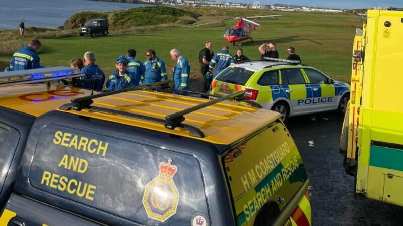 Emergency services pictured at the scene of a rescue at cliffs in Portrush on Tuesday evening. Picture: Coleraine Coastguard