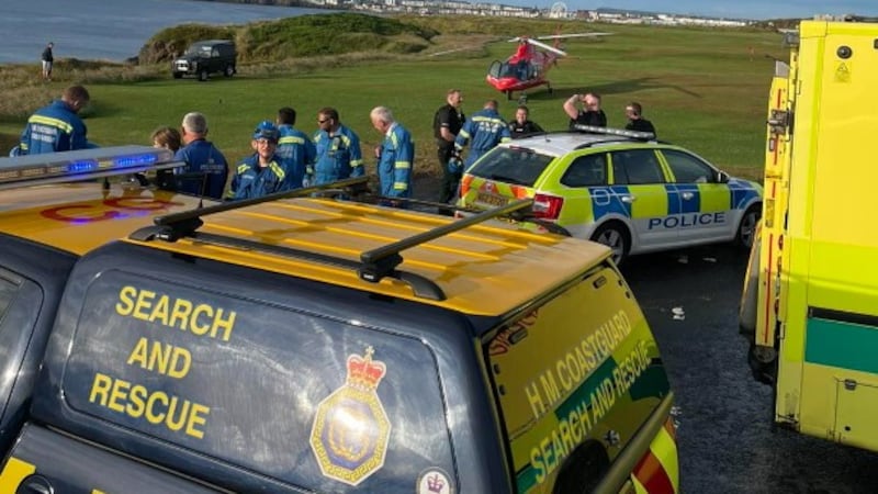 Emergency services pictured at the scene of a rescue at cliffs in Portrush on Tuesday evening. Picture: Coleraine Coastguard