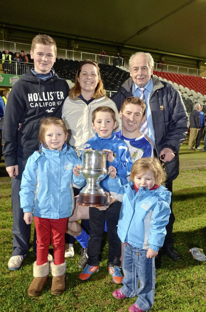 Conleith pictured with his family (minus mother Adeline) following Ballinderry&#39;s second Ulster club title success in 2013. Picture by Mary K Burke 