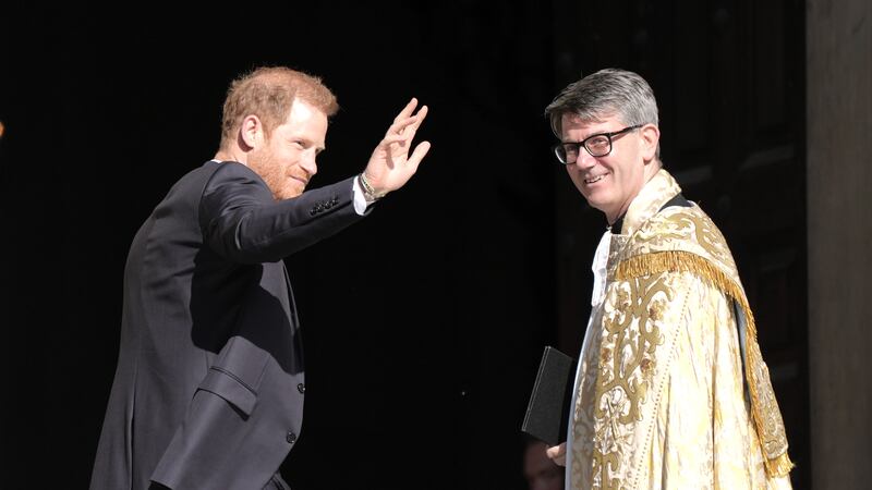 The Duke of Sussex (left) arrives at St Paul’s Cathedral