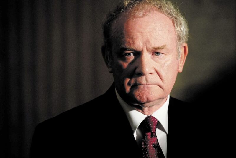 Pacemaker press 1//5/14 Deputy first minister Martin McGuinness speaks to the media regarding the detention of the Sinn  Fein leader Gerry Adams.  Mr Adams is being questioned by the PSNI regarding the murder of Jean McConville in 1972. Picture Mark Marlow/pacemaker press. 