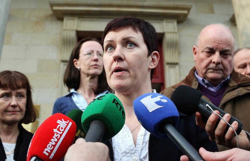 Pauline Tully speaks to the media following her estranged husband Pearse McAuley conviction at Cavan Courthouse. Picture by Lorraine Teevan&nbsp;
