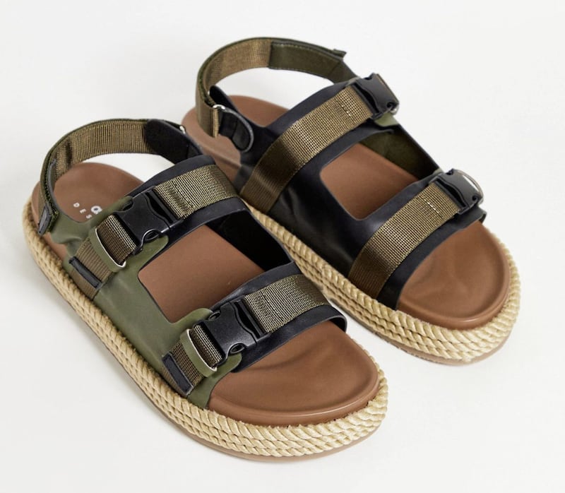 ASOS Design Tech Sandals in Khaki with Natural Rope Sole, &pound;22, available from ASOS