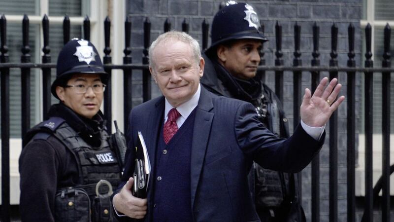 Deputy First Minister of Northern Ireland Martin McGuinness arrives at Downing Street in London for a Joint Ministerial Council meeting in October last year. Picture by Press Assocation 