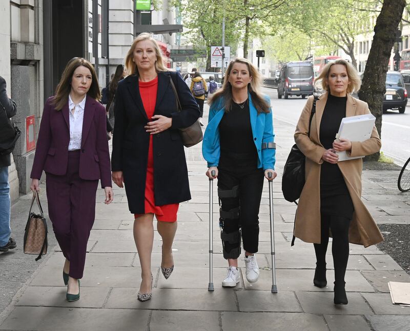 Left to right, Annita McVeigh, Martine Croxall, Karin Giannone and Kasia Madera have brought an employment tribunal case against the BBC