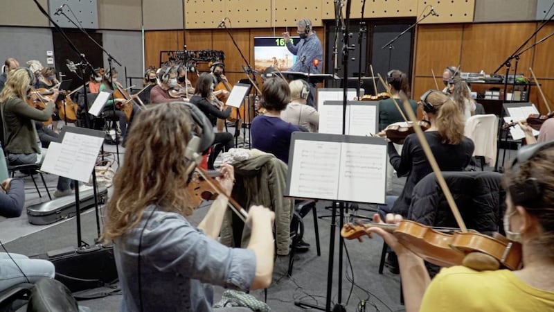 The Hungarian Studio Orchestra during a string recording session in Budapest&#39;s Pannonia Studios for Meerkat Manor 