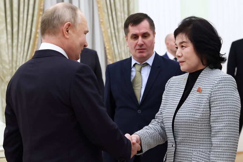 North Korean foreign minister Choe Son Hui met Russian President Vladimir Putin in Moscow last week (Artyom Geodakyan/Sputnik, Kremlin pool/AP)