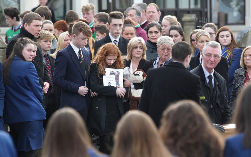 The family of Reece Meenan (13) at his funeral in Co Derry &nbsp;