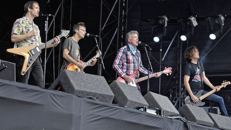 Members of The Undertones joined Ash on stage at the BBC&#39;s Biggest Weekend concert 