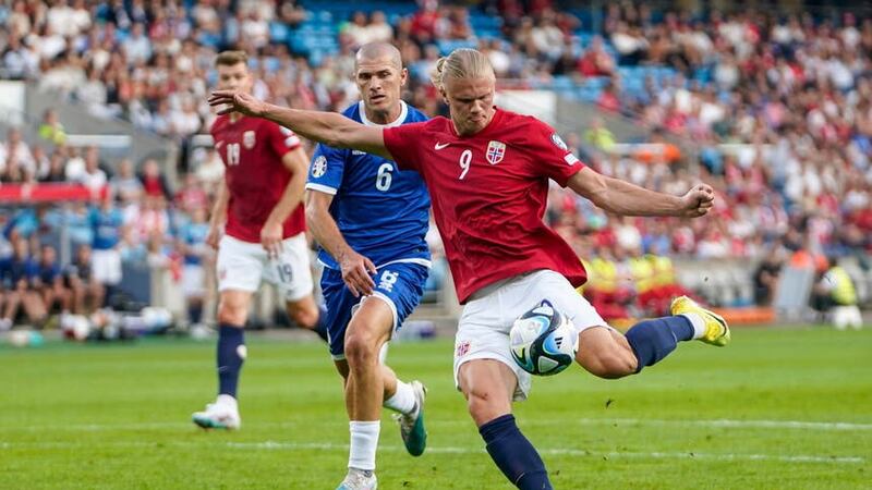 Manchester City forward Erling Haaland scored twice for Norway against Cyprus (Terje Pedersen/AP)