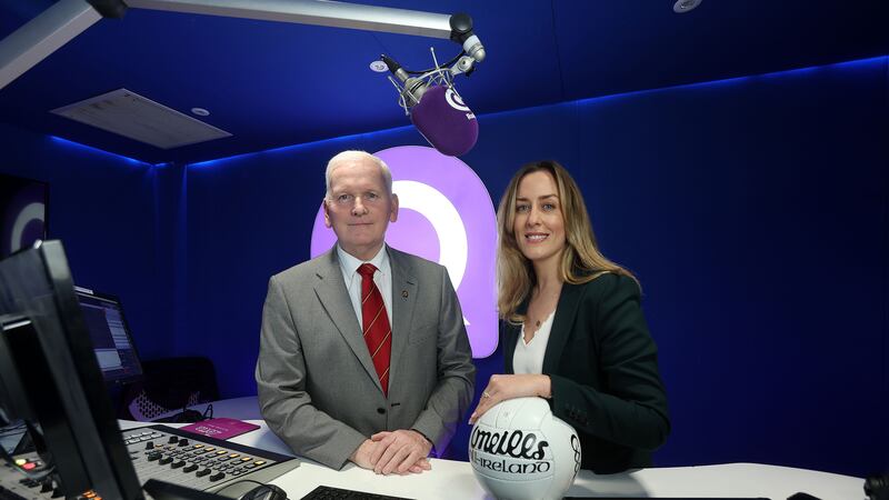 Pictured at the announcement of the Q Radio as the official media partner of the Ulster Senior Football Championship are Ulster GAA Vice President Michael Geoghan and Annette McManus, Q Radio Group Marketing and Communications Manager 