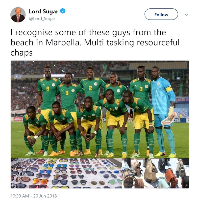 Lord Sugar's tweet