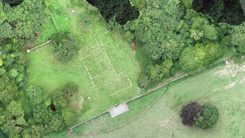 Archaeologists used aerial photography to spot the faint outlines of a building demolished in the 19th century.