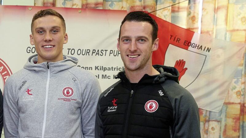 Tyrone All Ireland-winning goalie Niall Morgan with his team mate Conn Kilpatrick after the latter revealed his gambling addiction. Picture by Mal McCann 