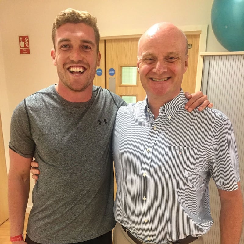 Luke Keaney with Professor Damian Griffin, the orthopedic surgeon who looked after the former Donegal player