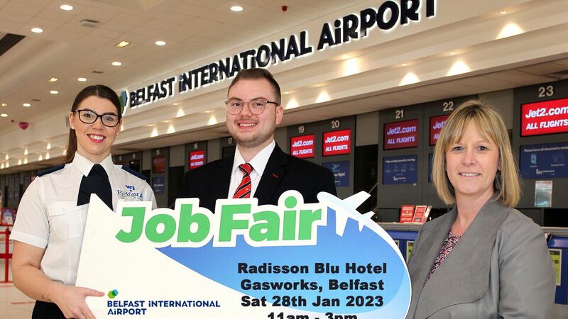 Belfast International Airport’s HR Manager, Jaclyn Coulter (right) with recruiters Paula Turner (Wilson James) and Ryan Allsopp (Swissport).