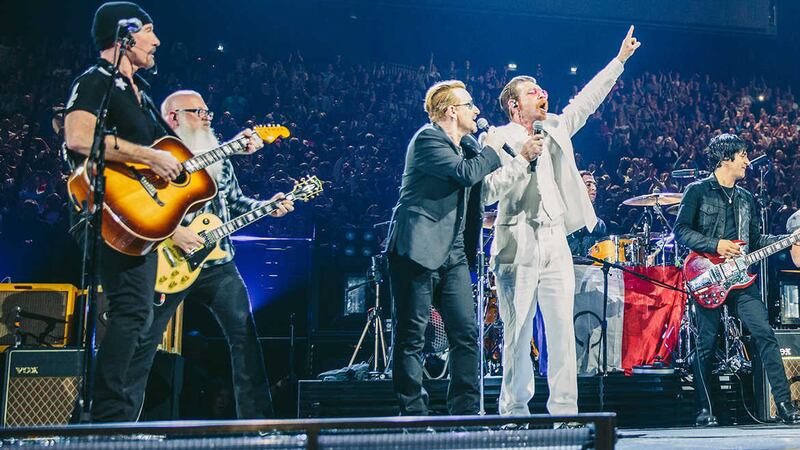 The Eagles of Death Metal joined U2 on stage in Paris less than a month after the November 13 terror atrocities&nbsp;