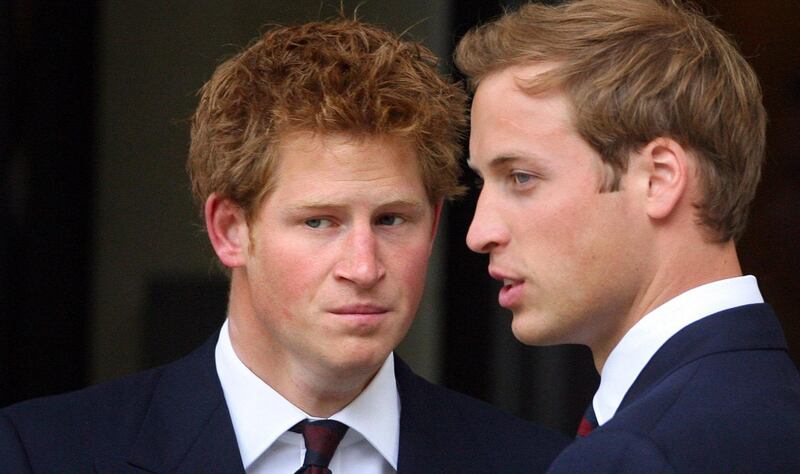 Princes William and Harry leave the Service of Thanksgiving for the life of Diana, Princess of Wales in 2007 (Lewis Whyld/PA)