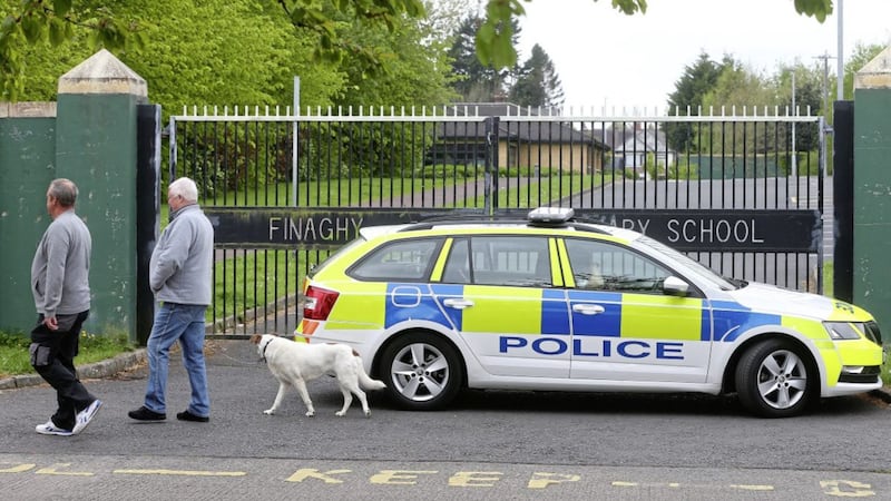 Finaghy Primary School was closed due to a security alert. Picture by Mal McCann 