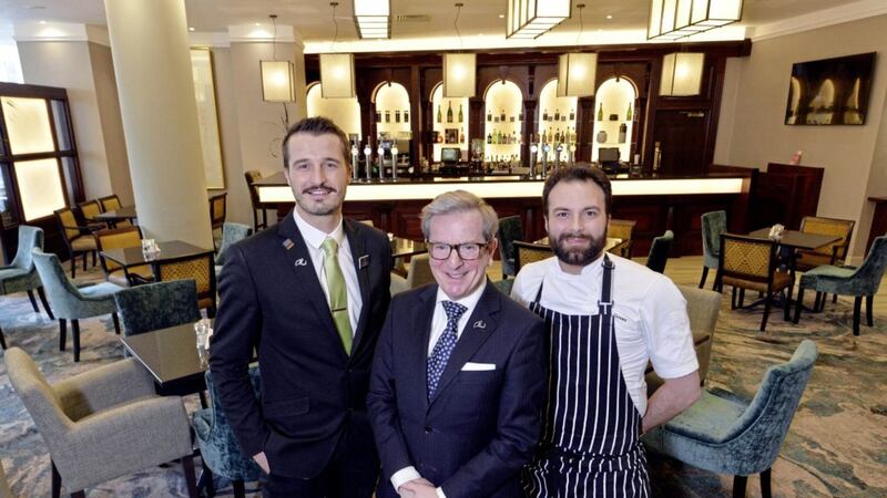 James McGinn, general manager of the Europa Hotel is joined by Taylor Kirk, bars manager and Kyle Greer, executive head chef as the hotel announces the completion of a &pound;500,000 renovation programme. 