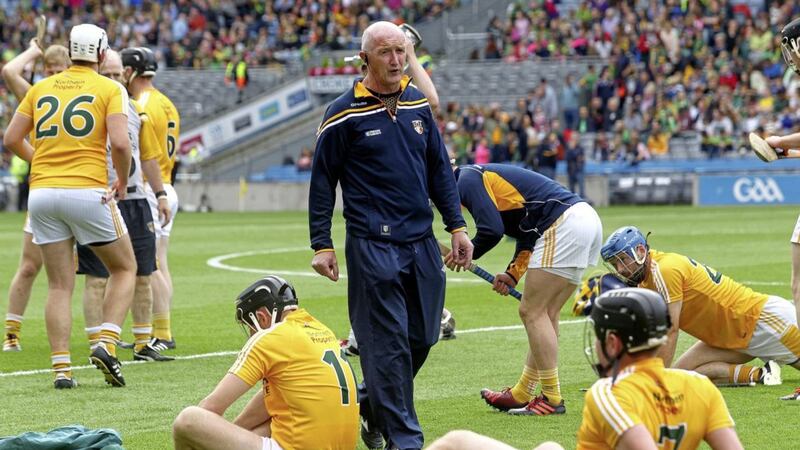 In 1997 Antrim hurling manager Dominic McKinley was demanding a response against Cork in Division Two after a shock loss to Meath. Pic Seamus Loughran 