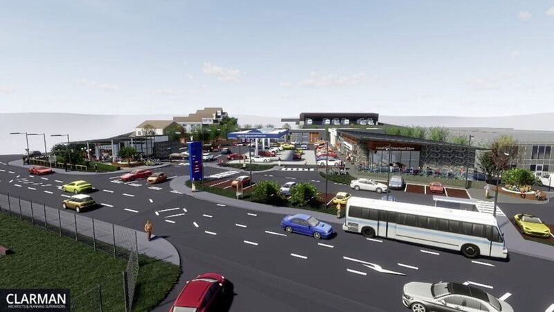 Computer generated impression of what the retail development on Coalisland Road would look like. 