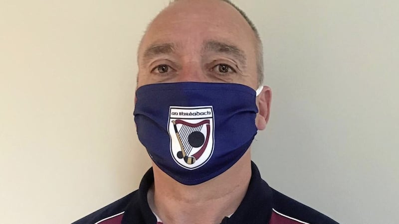 Bredagh GAC chairman Malcolm MacFarlane sporting the club&#39;s new face mask 