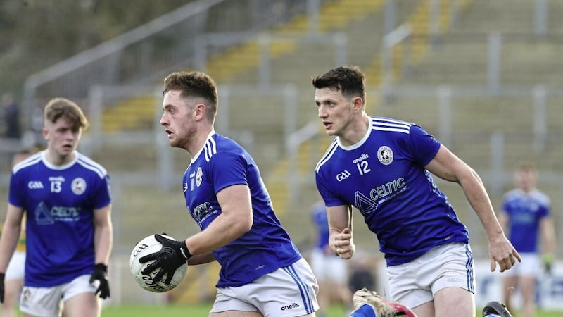 Galbally&#39;s Liam Rafferty (11) and Ronan Nugent (12) have quality in both defence and attack and will be key to their chances against Kerry champs Rathmore in the AIB All-Ireland Club IFC decider at Croke Park, 3.30pm Sunday. Picture Margaret McLaughlin. 