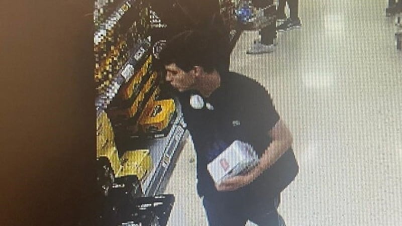 Lee Johnston in a Cookstown supermarket on Saturday (PSNI/PA)