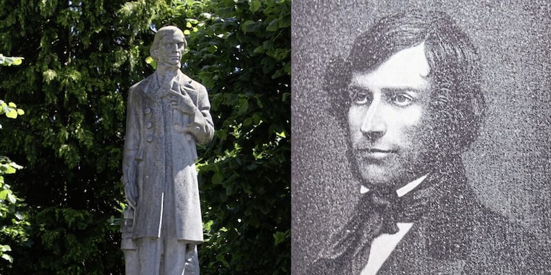 A statue to John Mitchel, right, stands in Newry 