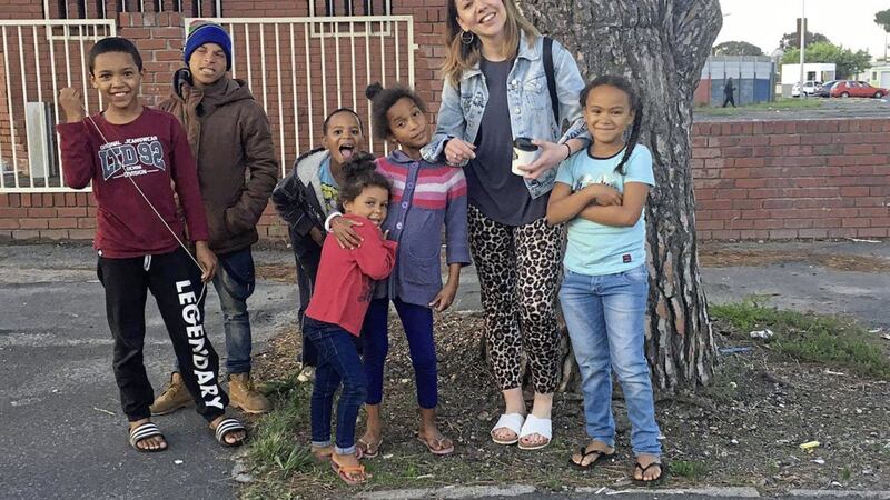 Judith Hill with children from Bounteheuwel she met while filming #NotInMyGeneration 