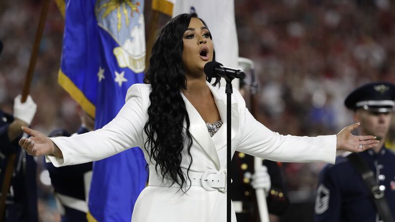 The 27-year-old pop star performed the US national anthem before Sunday’s showpiece NFL match.