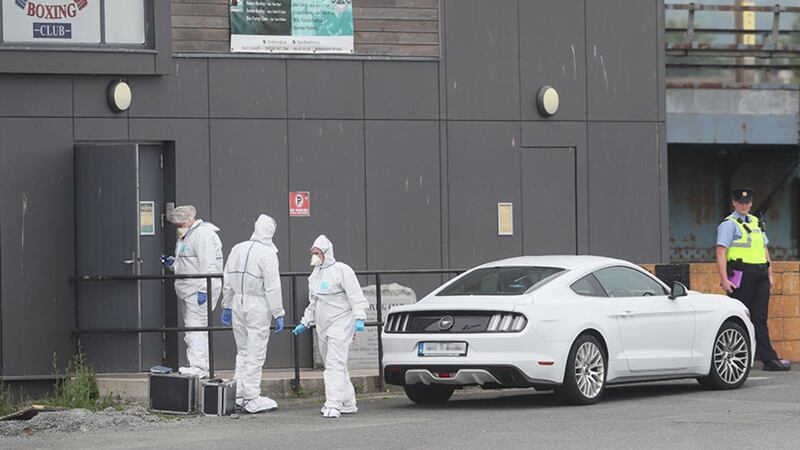 Forensic investigators at the Bray Boxing Club, Bray, Co Wicklow, where three people were shot&nbsp;