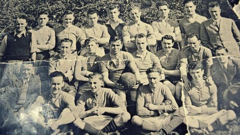 The St Colmcille&#39;s Gaelic Football team pictured in 1948-49. Paddy McKeown is pictured third from right in the middle row 