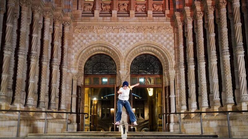 Professional street skateboarder Leticia Bufoni skating at the Natural History Museum in a first-ever skating experience (James Manning/PA)