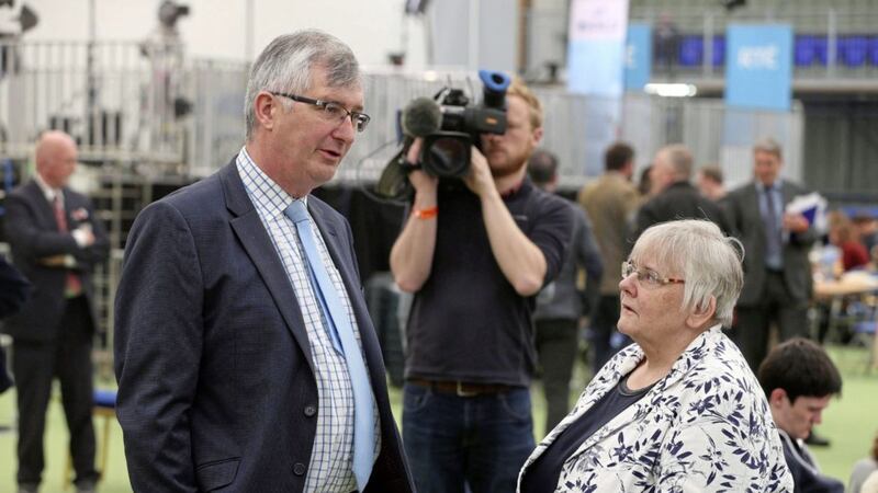 UUP&#39;s Tom Elliott with his unsuccessful Fermanagh and South Tyrone running mate Rosemary Barton. Picture: Mal McCann 