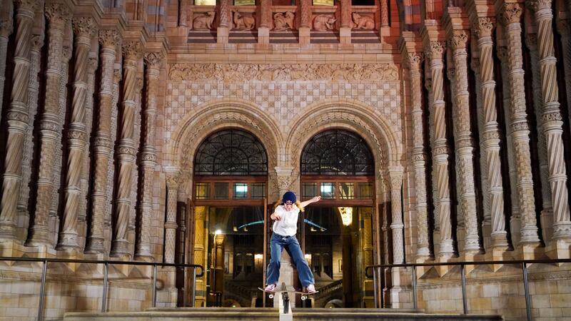 Red Bull transformed the Natural History Museum into a skatepark where female athletes took to the ramps to show the sport is ‘for everyone’.